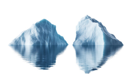 Naklejka premium Iceberg, blue ice mountain with white snow and deep crevasses, steep terrain of ice, glacier landscape, blue ice mountain covered in snow, on a transparent backgrounds