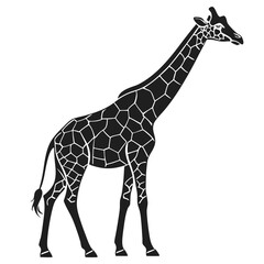 Naklejka premium Black Giraffe Shadow Illustration in Profile View