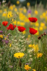 Fototapeta premium Colorful wildflowers in a meadow