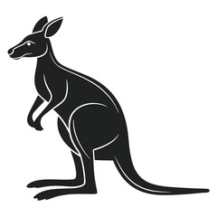 Fototapeta premium Black Silhouette of a Kangaroo Standing in Profile Pose