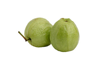 two green guavas isolated on transparent background.