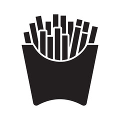 Black box with french fries vector silhouette illustration for food icon or web design