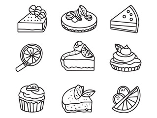 delicious slice of key lime pie dessert vector line art 