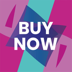 Stylish Buy Now Ribbon Banner with Bright Geometric Shapes on a Minimal Background. Editable Banner.
