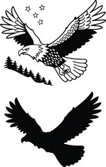 Eagle in Mid-Air Pose Vector Illustration
