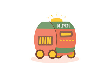 Clipart of delivery robot isolated on white. Concept of delivery, technology, robotics. Vector hand drawn illustration.