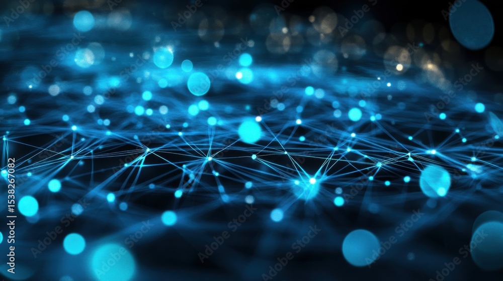 Poster abstract network of glowing nodes and connections in dark space