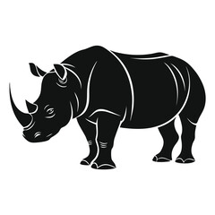 Fototapeta premium Black Silhouette of African Rhinoceros in Minimal Design
