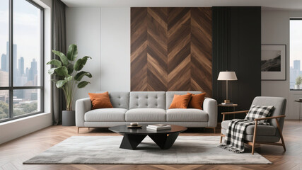 modern living room with fireplace