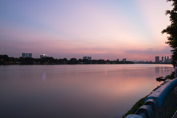 Fototapeta premium sunset over the river