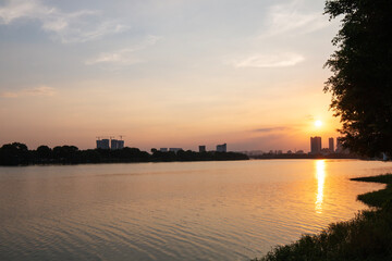 sunset over the river