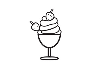 Hand drawn ice cream sundae with toppings vector 