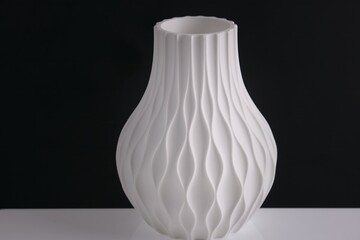 creative 3D technology printed white vase home decor with a flowing geometric texture Decorative...