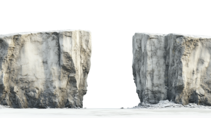 Iceberg, blue ice mountain with white snow and deep crevasses, steep terrain of ice, glacier landscape, blue ice mountain covered in snow, on a transparent backgrounds