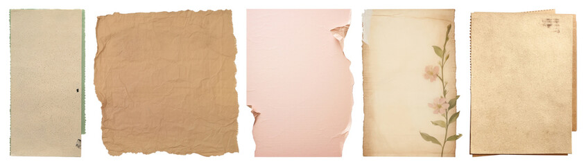 PNG Vintage textured paper collection, element set on transparent background