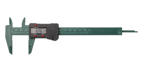 Digital caliper showing measurement on transparent background