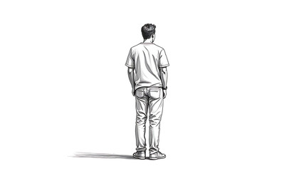 Obraz premium man drawing standing back