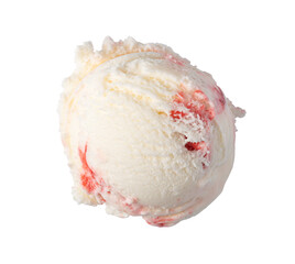 Delicious strawberry ice cream scoop on transparent background