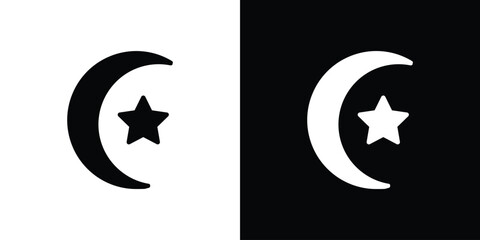 Star and crescent icon vector design template elegant style