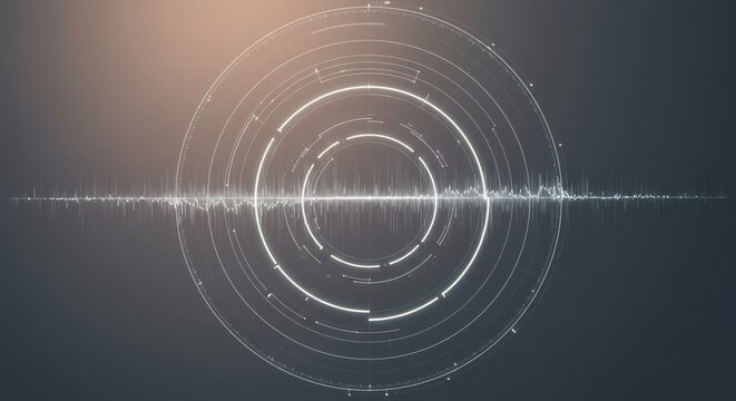 Abstract radar sweep soft luminous scans over faint radial grid