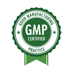 Green GMP certified practice badge illustrating good manufacturing processes and quality