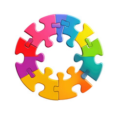 Obraz premium Colorful puzzle circle on transparent background