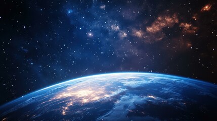 Fototapeta premium Majestic view of Planet Earth with city lights at night