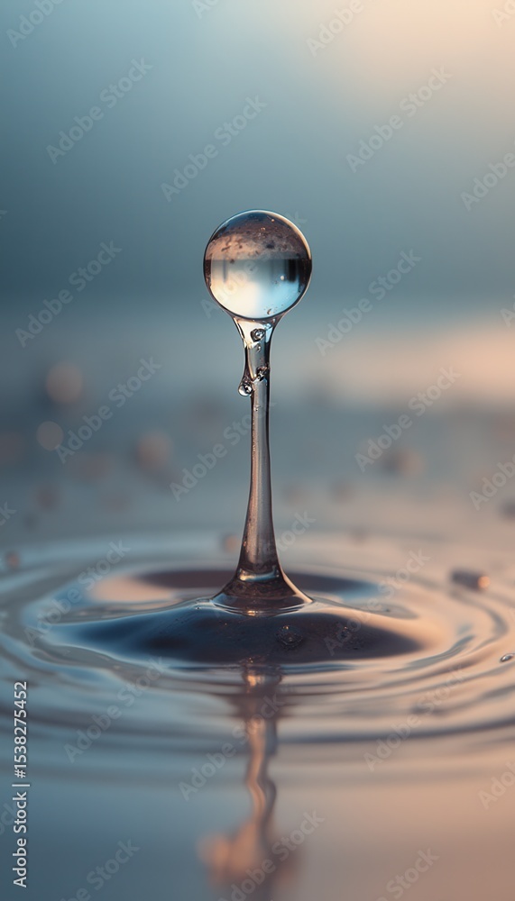 Aufkleber water droplet impact creating serene ripples on surface