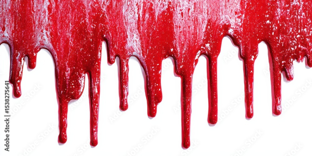 Poster Dripping Red Paint on White Canvas, Conveying Urgency and Creative Expression for Artistic Projects and Design Elements : Generative AI