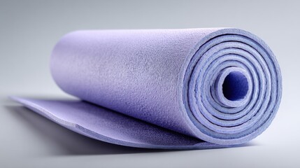 Rolled Up Lavender Yoga Mat on Light Background, Symbolizing Wellness and Fitness Lifestyle for Health and Wellbeing : Generative AI