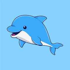 Cute Dolphin Swimming Cartoon Vector Illustration
