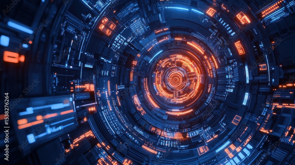 Aufkleber abstract glowing circular pattern in futuristic environment