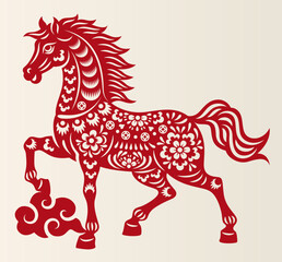 Chinese New Year papercut of the zodiac sign for the Year of the Horse.