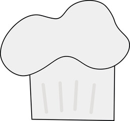 A flat style vector illustration of a classic white chef hat, also known as a toque, with a simple and clean outline.