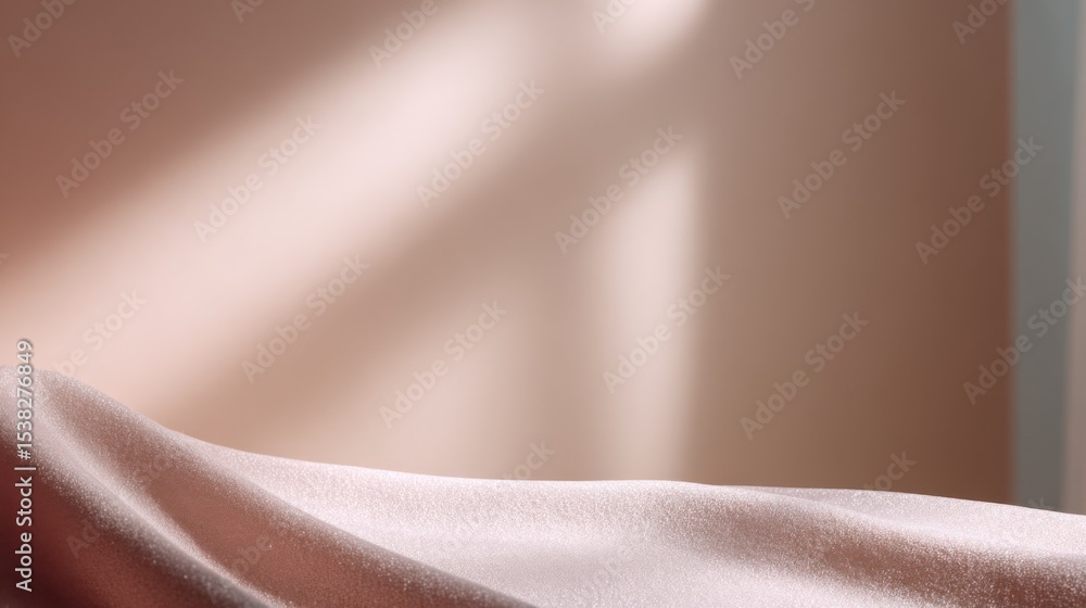 Poster elegant rose gold fabric with soft light and shadow, ideal for luxury branding and product presentat