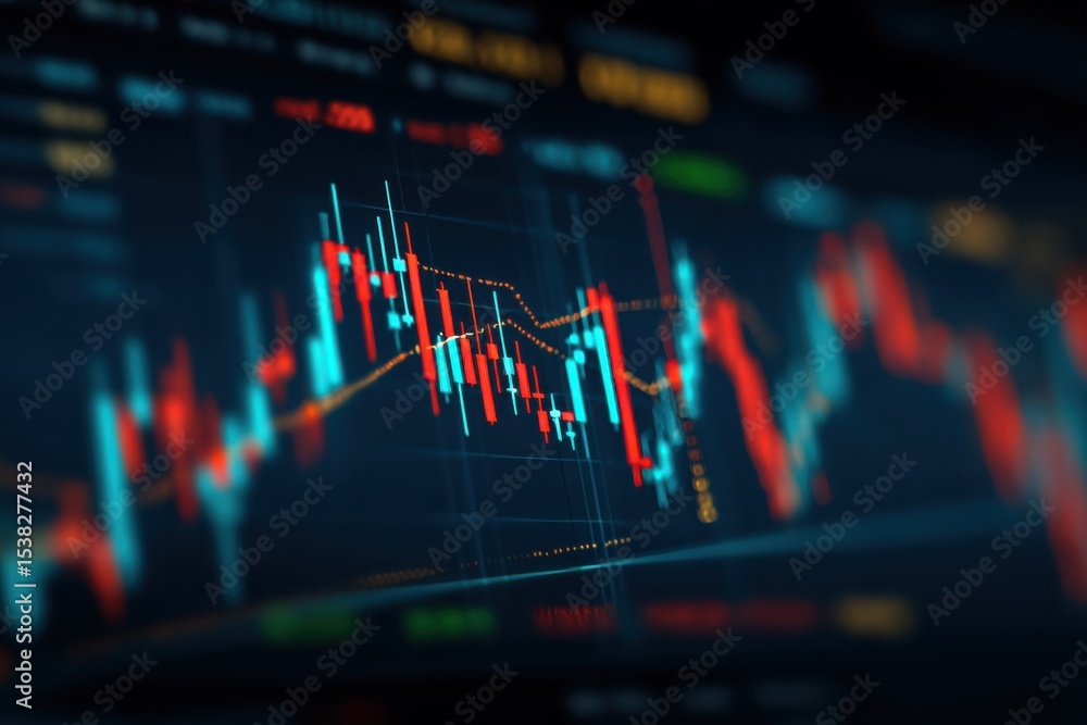 Poster Candlestick Chart Displaying Stock Market Fluctuations, Representing Financial Analysis and Investment Opportunity, With a Focus on Data Visualization : Generative AI
