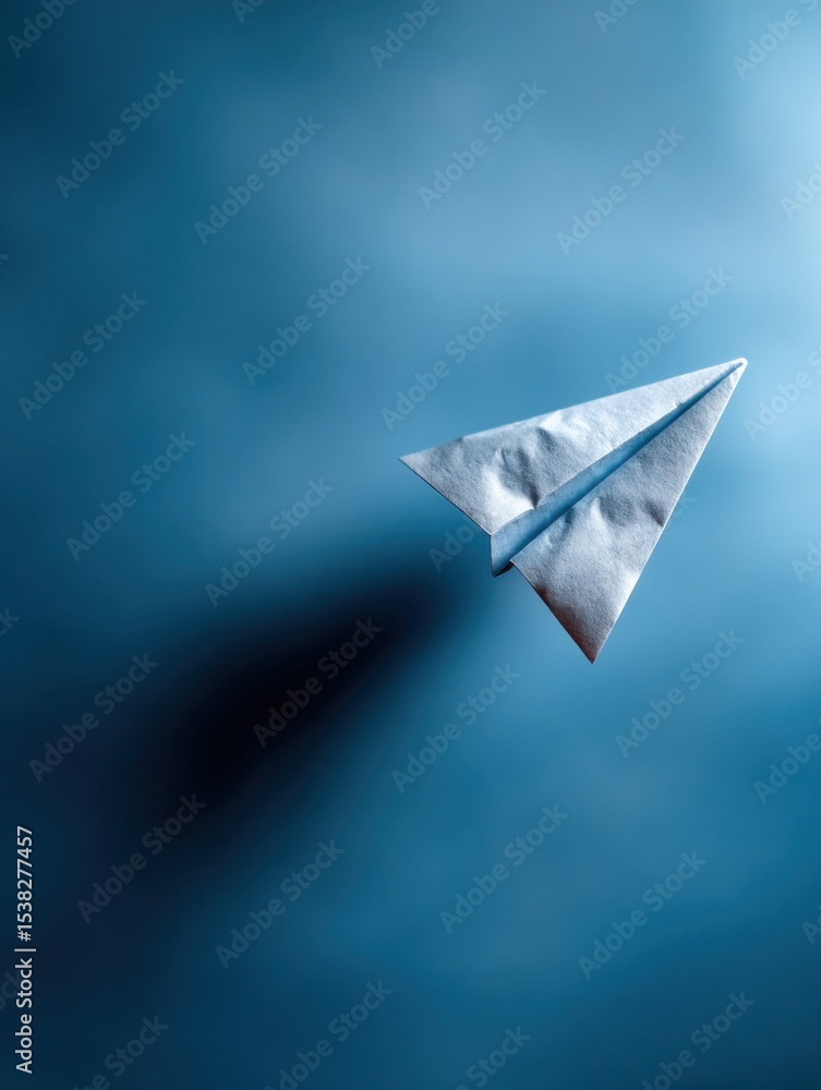 Aufkleber paper airplane flying against blue gradient background, symbolizing innovation and business strategy