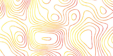 The red yellow and white contours topography stylized height of the lines map- Topographic map background geographic line map with seamless ornament design
