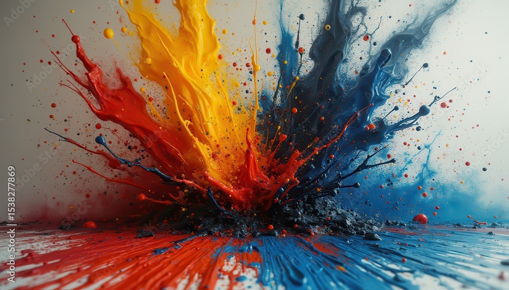 Aufkleber Exploding paint in vibrant colors in studio setting