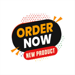 Creative Order Now Banner with Abstract Shapes and Geometric Patterns. Red and Black Editable Banner.