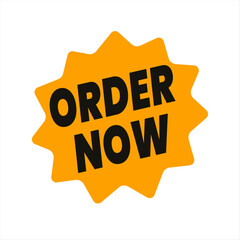 Vector Design of Order Now Message on Colorful Shapes and Decorative Shape. Yellow Editable Banner