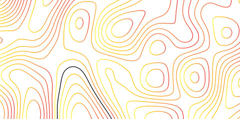 The red yellow and white contours topography stylized height of the lines map- Topographic map background geographic line map with seamless ornament design
