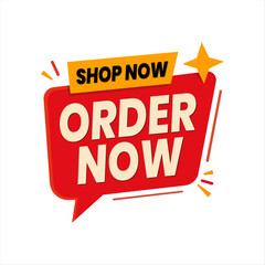 Geometric Shape Banner with Order Now Text in a Modern Vector Style. Red and Yellow Editable Banner.