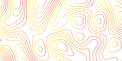 The red yellow and white contours topography stylized height of the lines map- Topographic map background geographic line map with seamless ornament design

