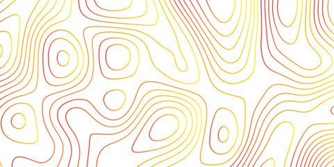 The red yellow and white contours topography stylized height of the lines map- Topographic map background geographic line map with seamless ornament design
