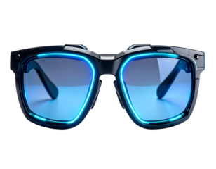 Stylish futuristic sunglasses with blue light