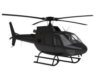 Black Helicopter Isolated Transparent White