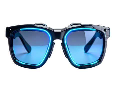Stylish futuristic sunglasses with blue light
