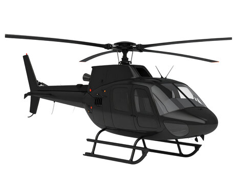 Black helicopter Isolated on Transparent or White Background