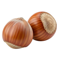 Delicious Hazelnuts Closeup Two Brown Nuts Isolated on transparent background Perfect for Food Packaging or Culinary Designs